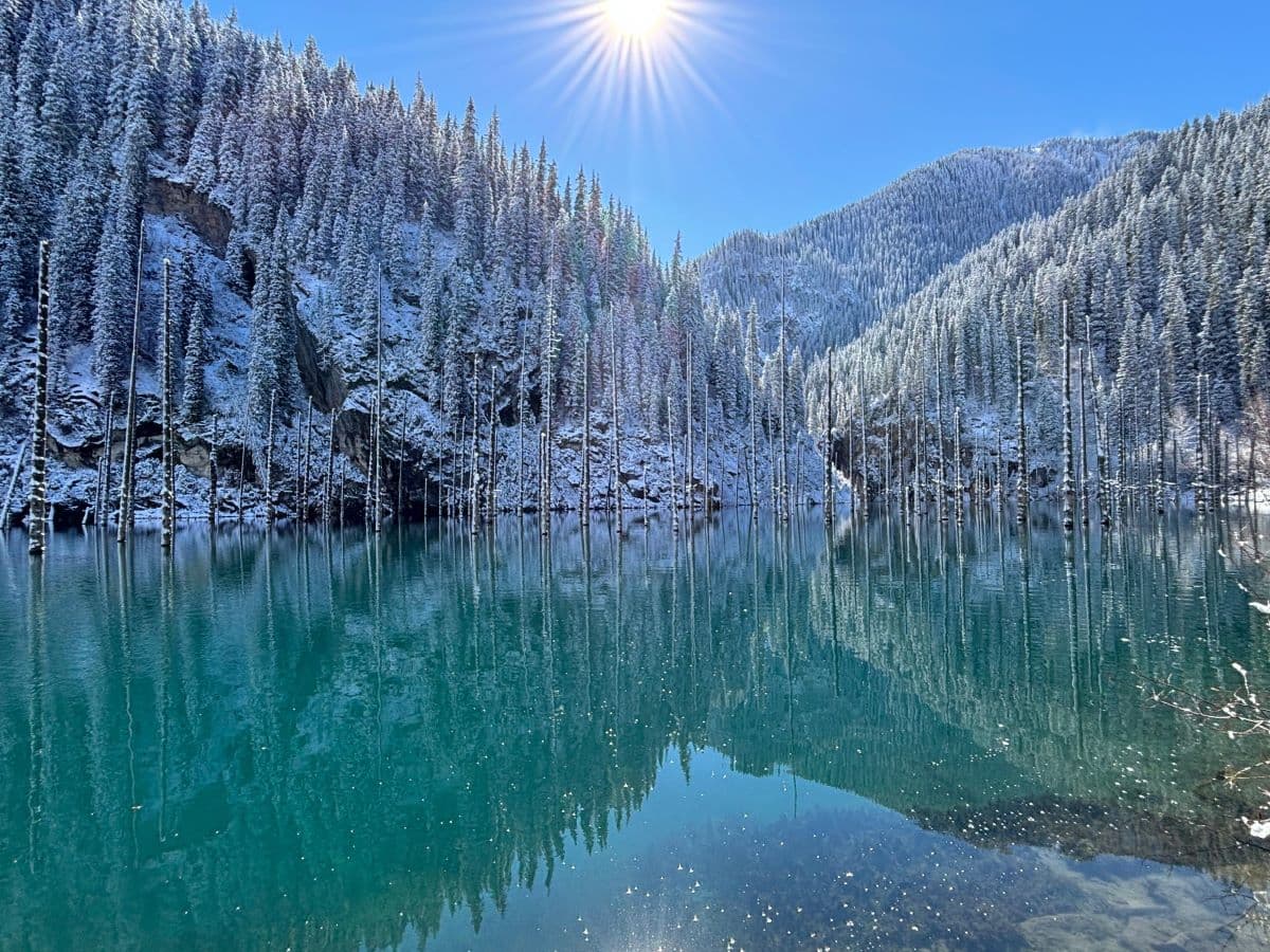 Kaindy lake in winter